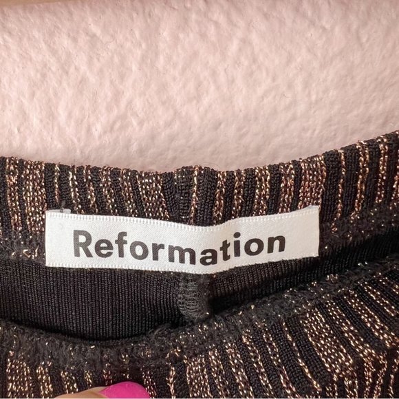 Reformation Womens Alix Pant Retro Flared Leg Small Black Rose Gold 90s Style - Picture 11 of 12